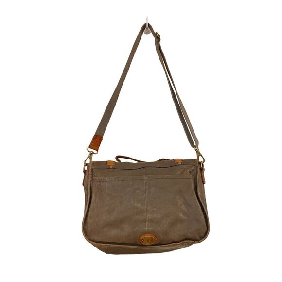 Fossil Vintage Reissue #54 Messenger Bag Crossbody Gray Brown Leather - Picture 4 of 10